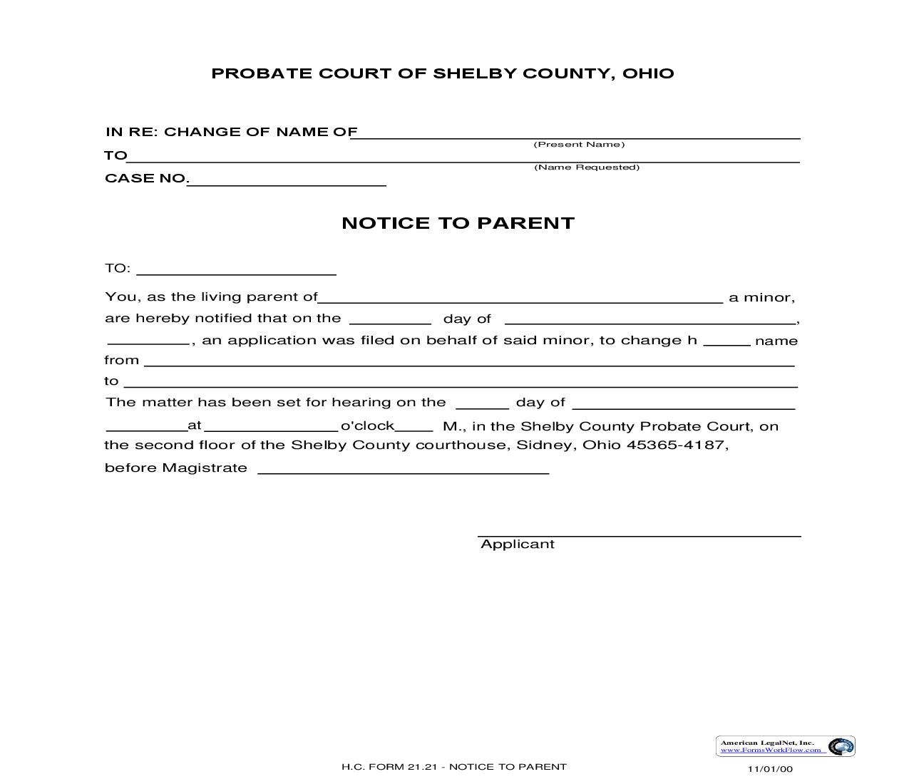Notice To Parent {21.21} | Pdf Fpdf Doc Docx | Ohio
