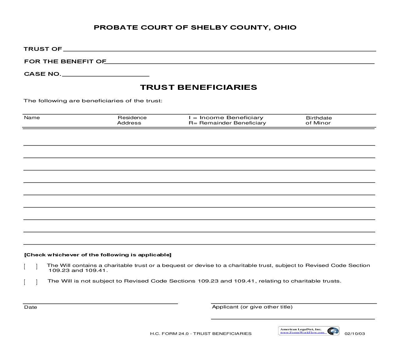 Trust Beneficiaries {24.0} | Pdf Fpdf Doc Docx | Ohio