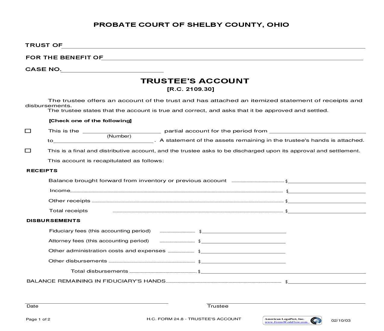 Trustees Account {24.8} | Pdf Fpdf Doc Docx | Ohio
