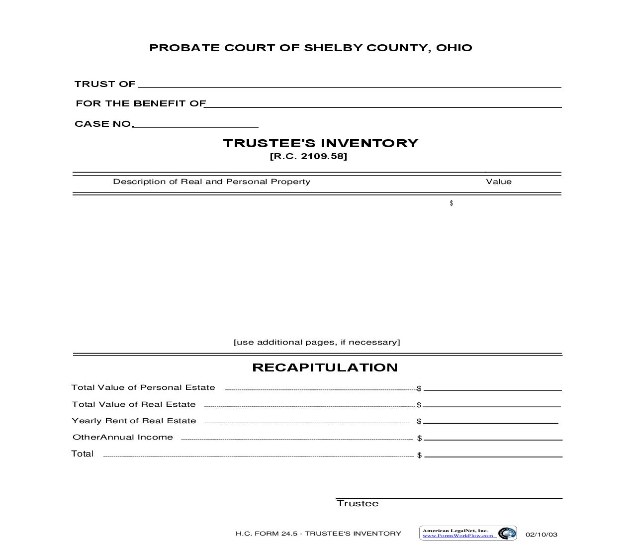 Trustees Inventory {24.5} | Pdf Fpdf Doc Docx | Ohio