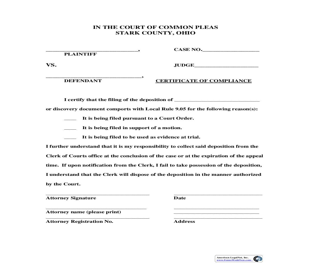 Certificate Of Compliance | Pdf Fpdf Doc Docx | Ohio