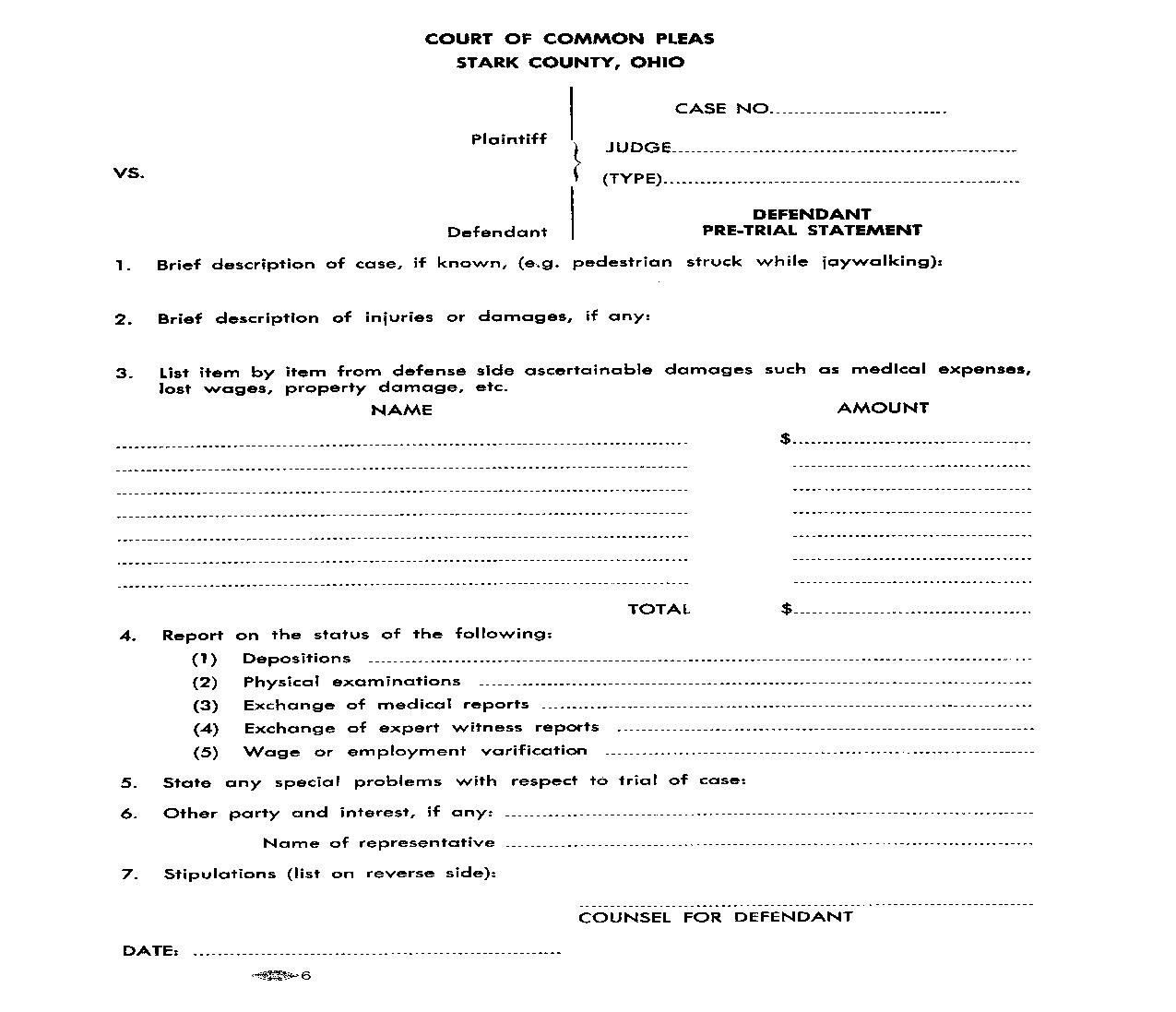 Defendant Pretrial Statement | Pdf Fpdf Doc Docx | Ohio