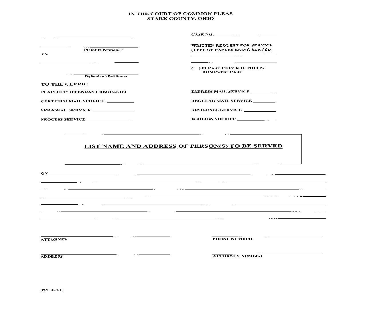 Written Request For Service | Pdf Fpdf Doc Docx | Ohio