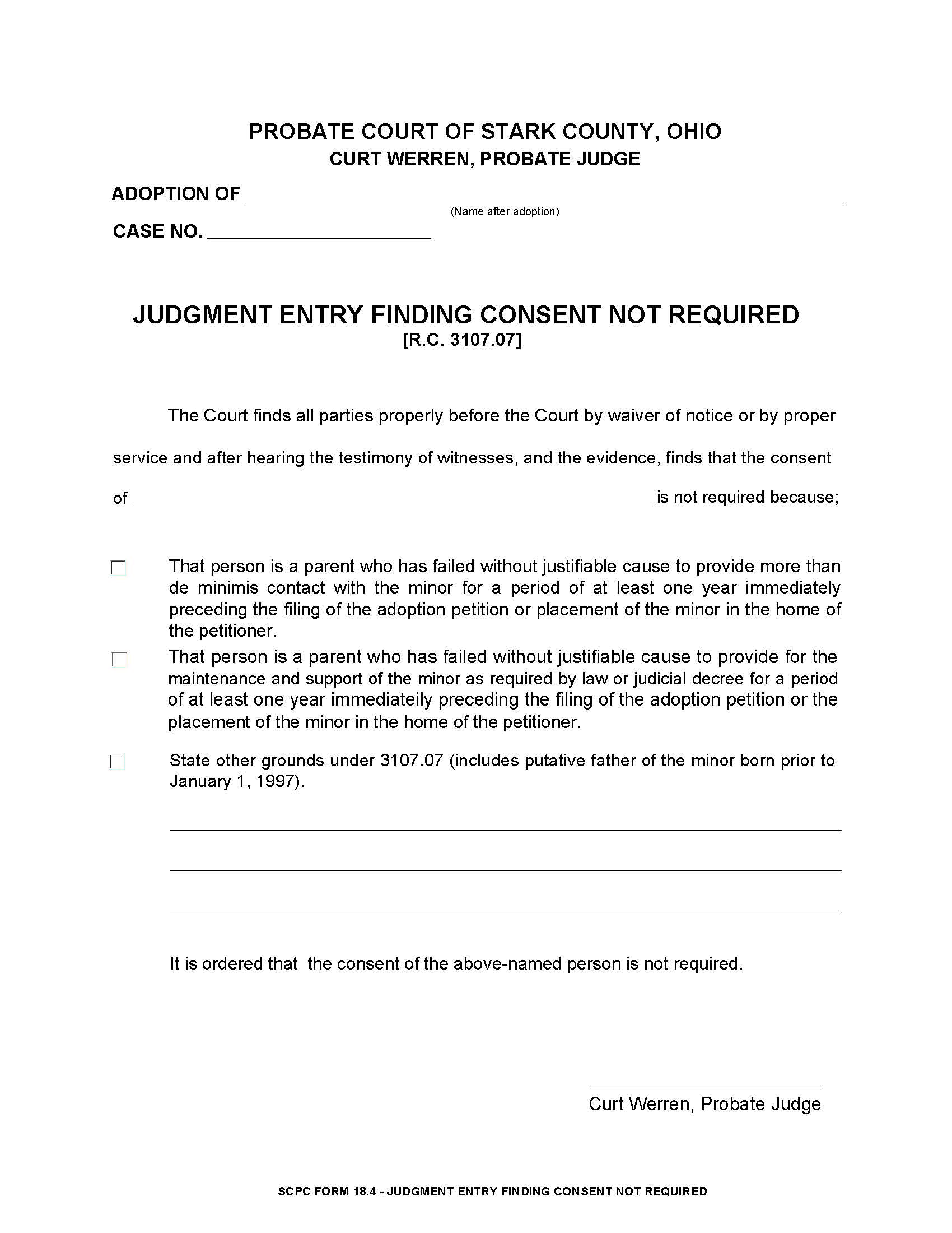 Judgment Entry Finding Consent Not Required {18.4} | Pdf Fpdf Doc Docx | Ohio