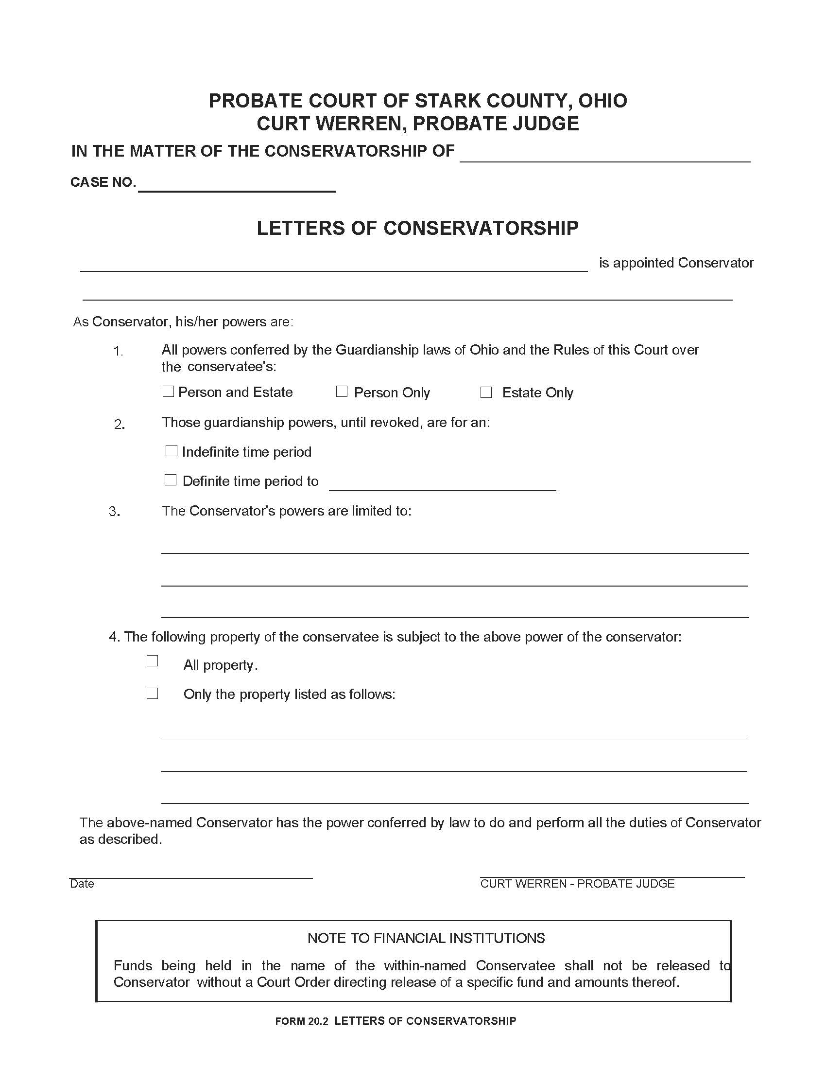 Letters Of Conservatorship {20.2} | Pdf Fpdf Doc Docx | Ohio