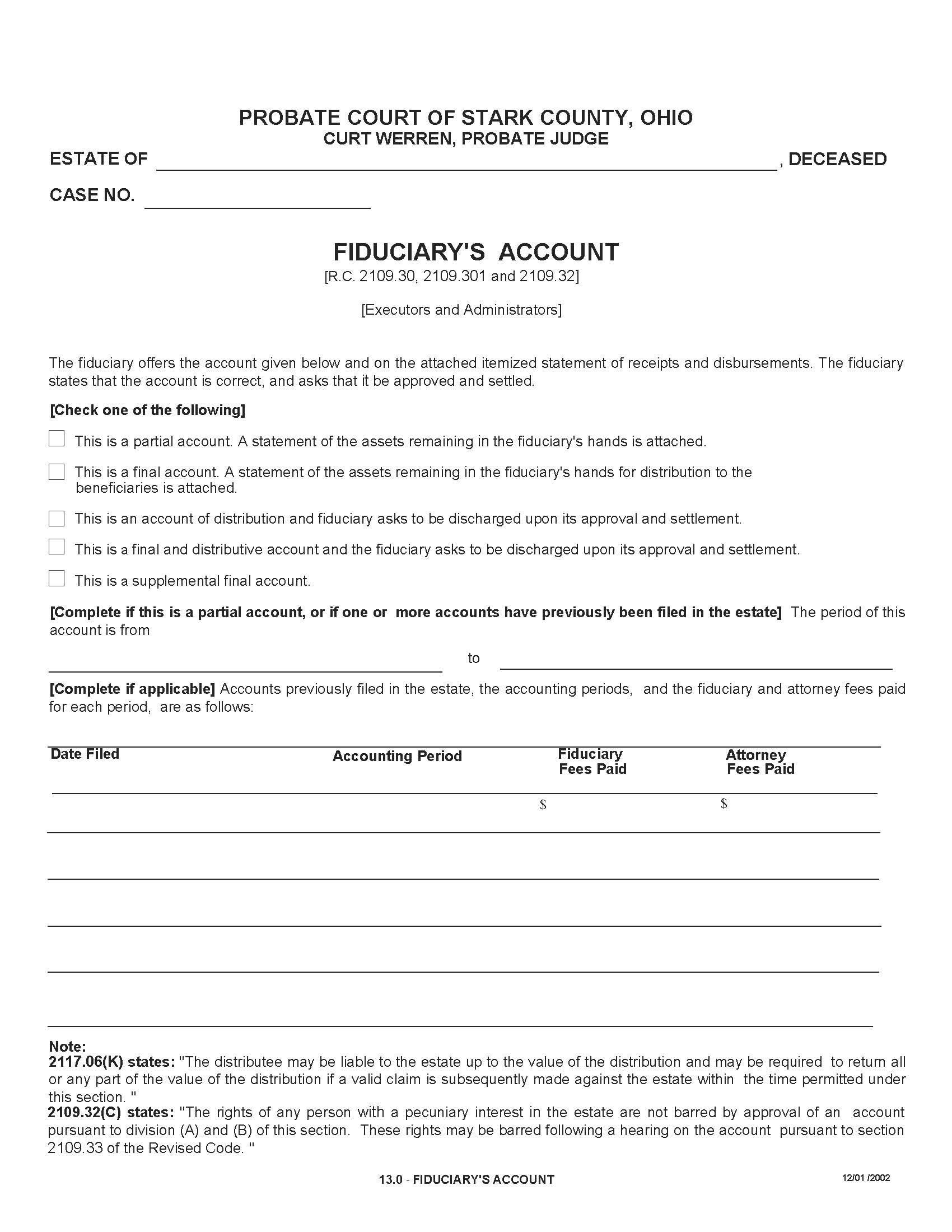 Fiduciarys Account {13.0} | Pdf Fpdf Doc Docx | Ohio