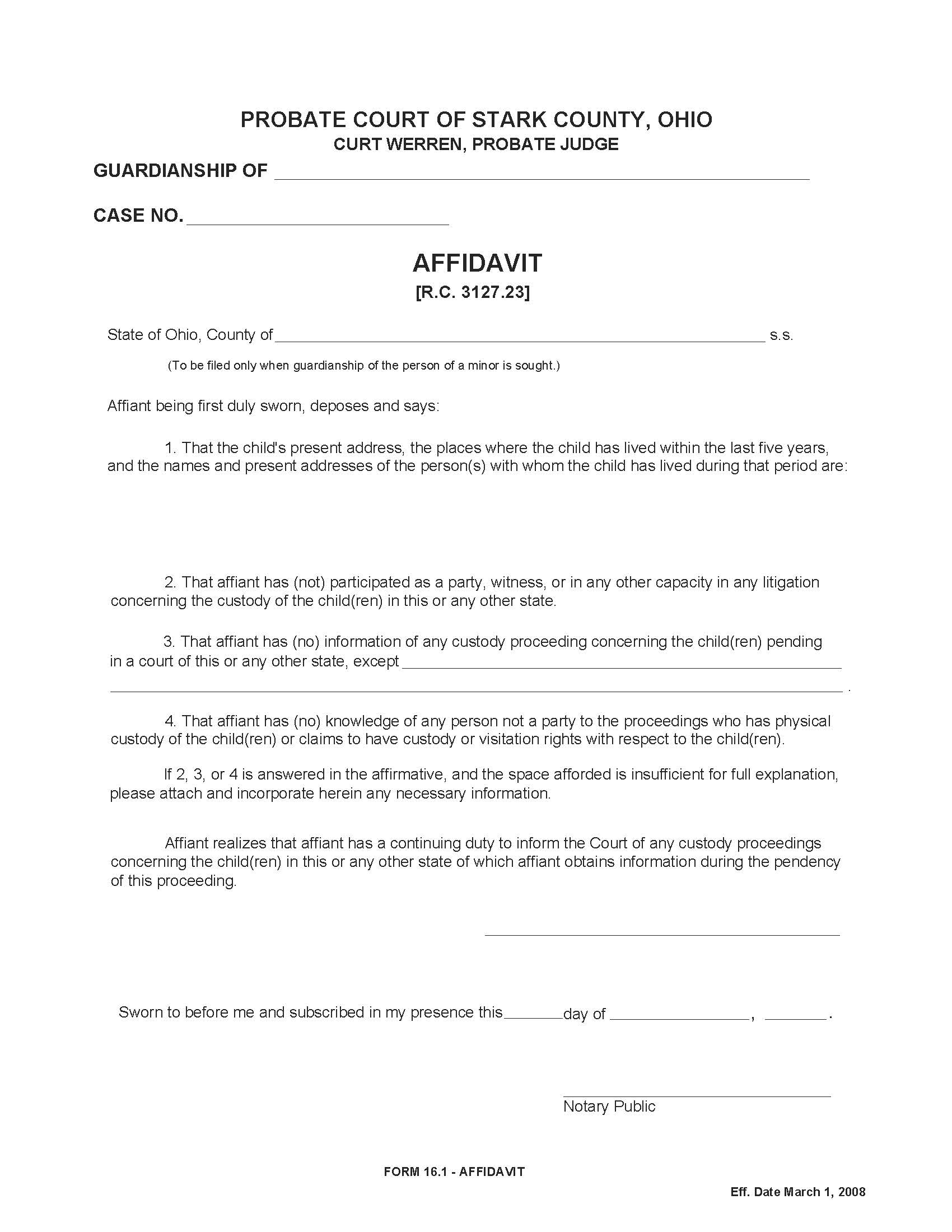 Affidavit {16.1} | Pdf Fpdf Doc Docx | Ohio