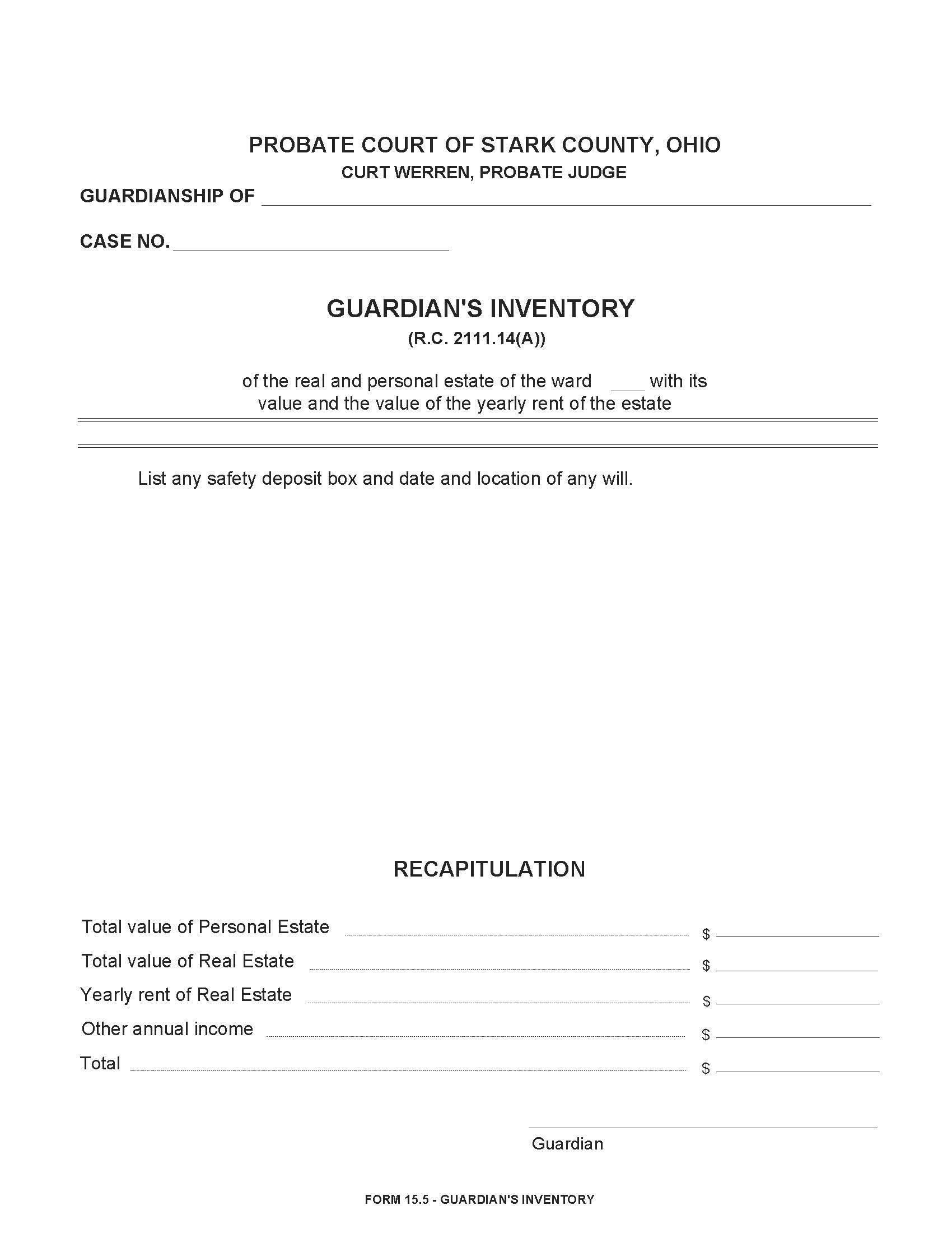 Guardians Inventory {15.5} | Pdf Fpdf Doc Docx | Ohio
