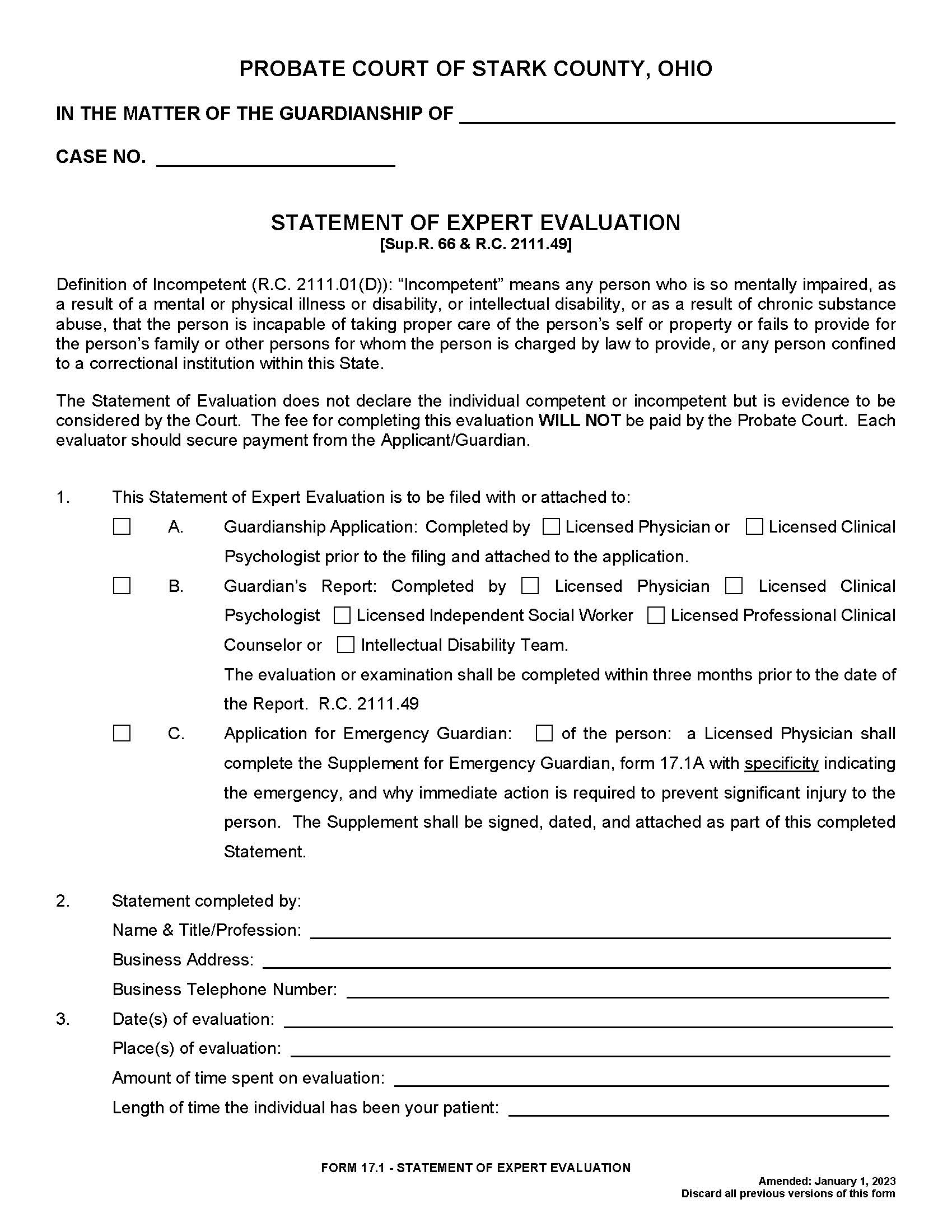 Statement Of Expert Evaluation {17.1} | Pdf Fpdf Doc Docx | Ohio