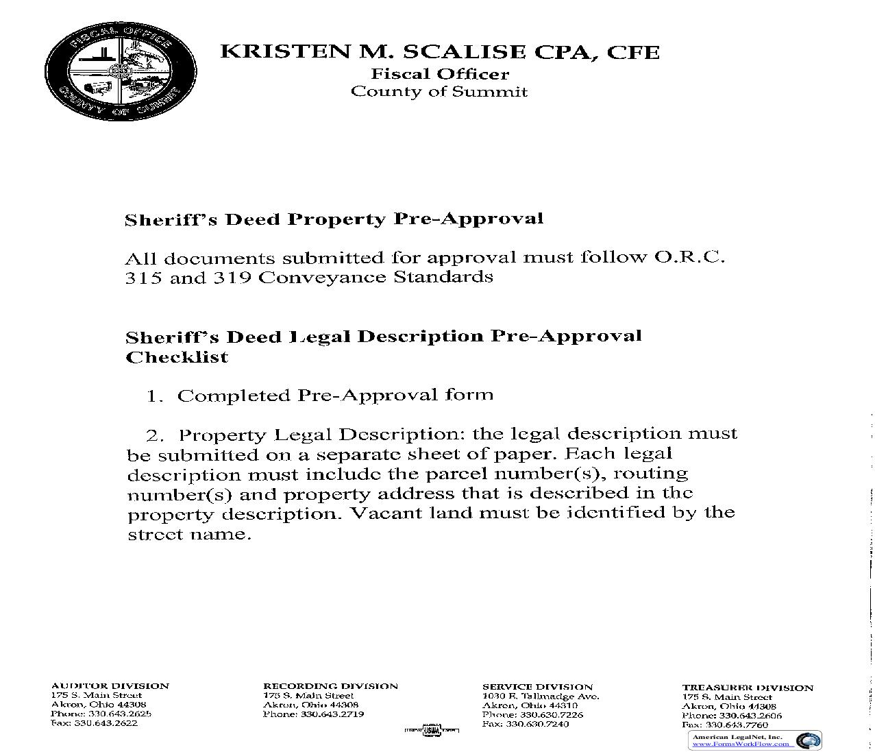Sheriffs Deed Property Description Pre Approval Form | Pdf Fpdf Doc Docx | Ohio