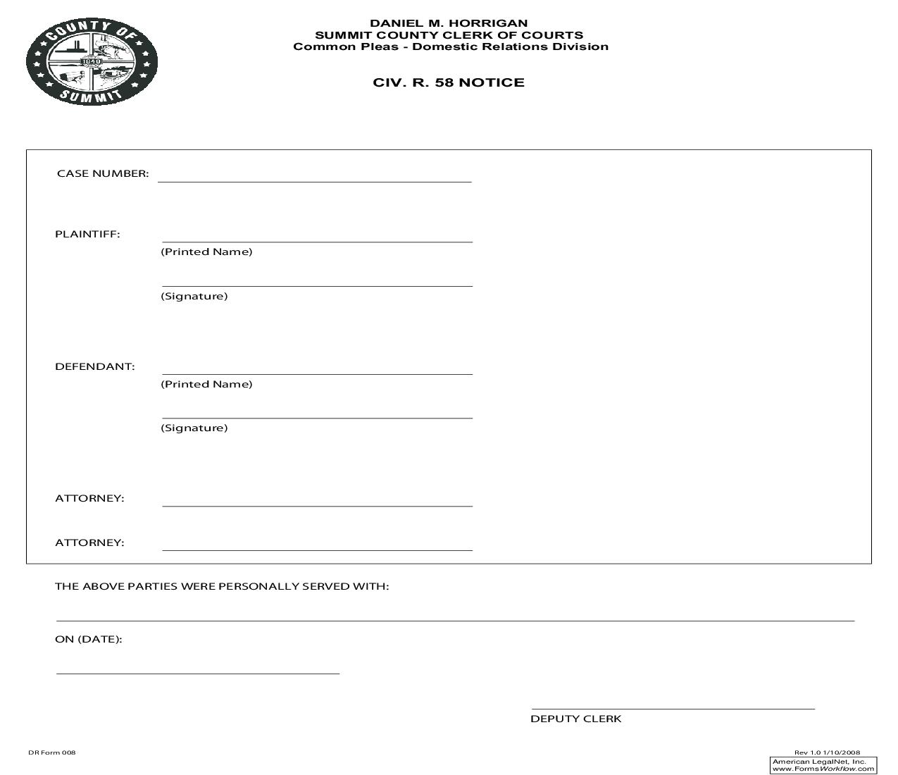 CIV R 58 Notice | Pdf Fpdf Doc Docx | Ohio