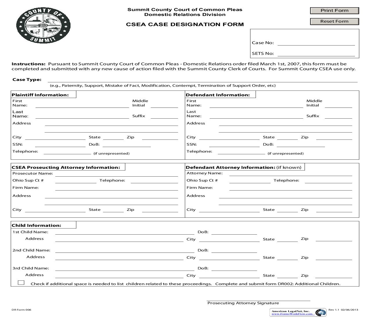 CSEA Case Designation Form | Pdf Fpdf Doc Docx | Ohio