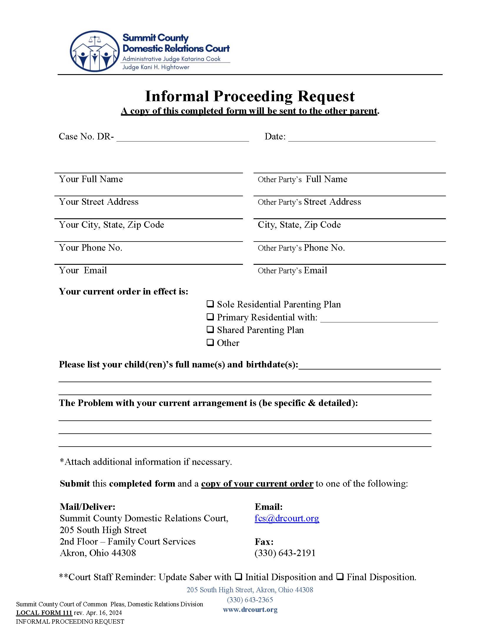 Informal Proceeding Request {111} | Pdf Fpdf Doc Docx | Ohio