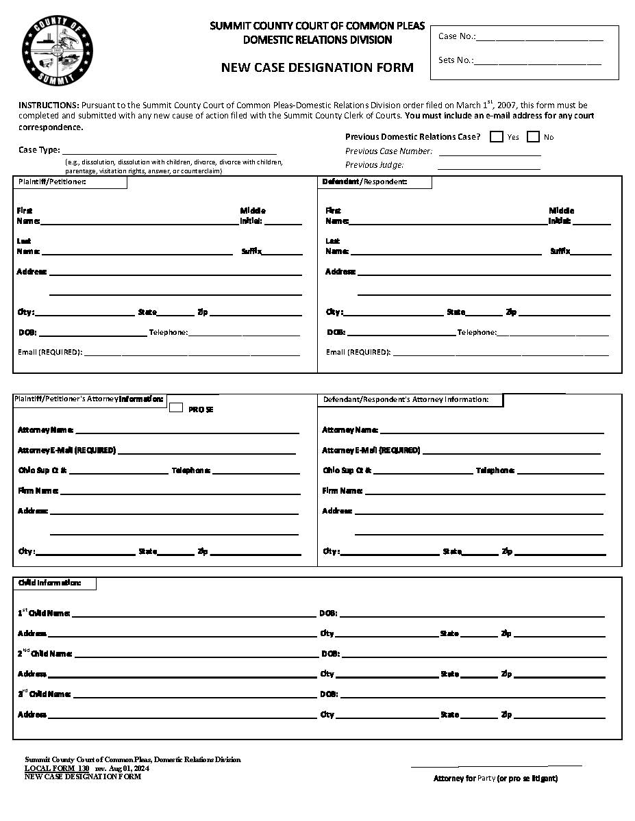 New Case Designation Form | Pdf Fpdf Doc Docx | Ohio