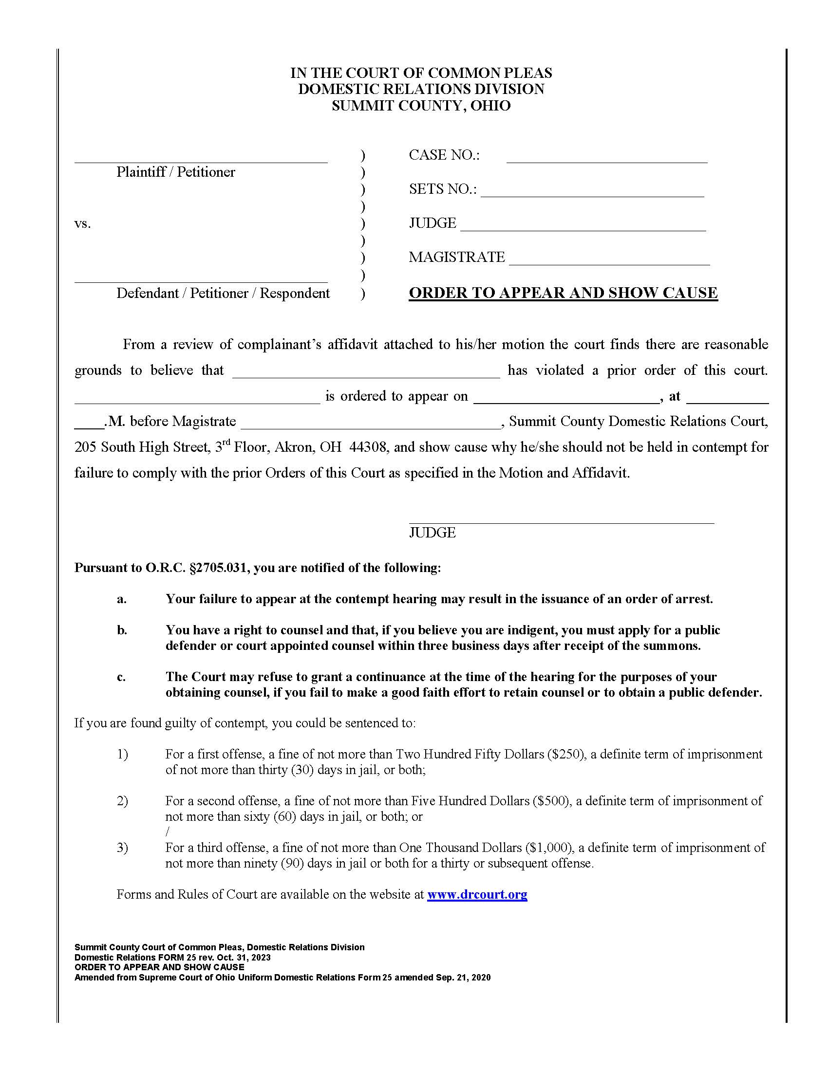 Order To Appear And Show Cause {25} | Pdf Fpdf Doc Docx | Ohio