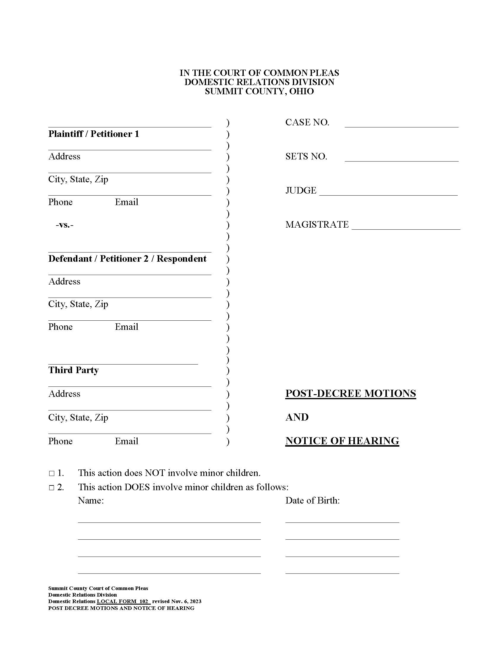 Post Decree Motions {102} | Pdf Fpdf Doc Docx | Ohio