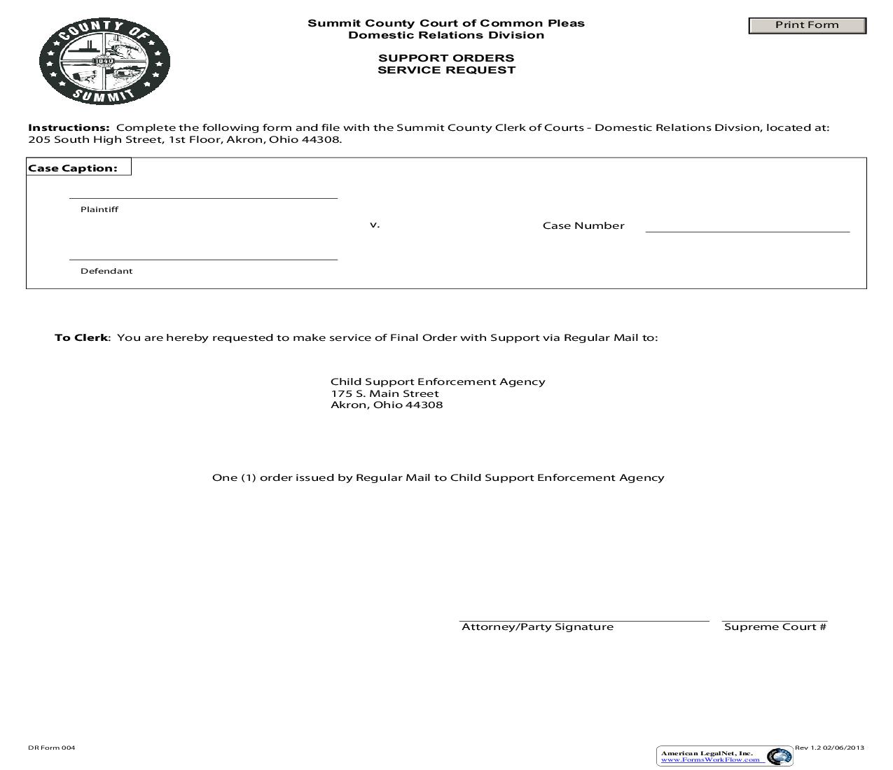 Support Orders Service Request | Pdf Fpdf Doc Docx | Ohio