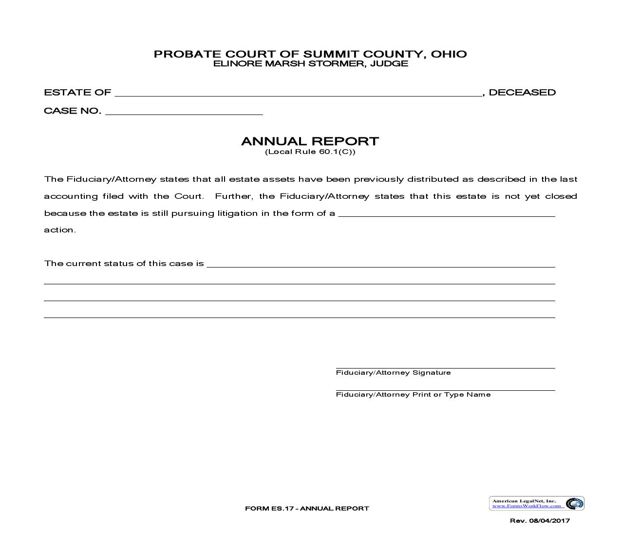 Annual Report {ES-17} | Pdf Fpdf Doc Docx | Ohio