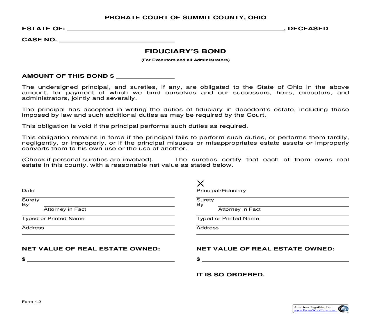 Fiduciarys Bond {4.2} | Pdf Fpdf Doc Docx | Ohio