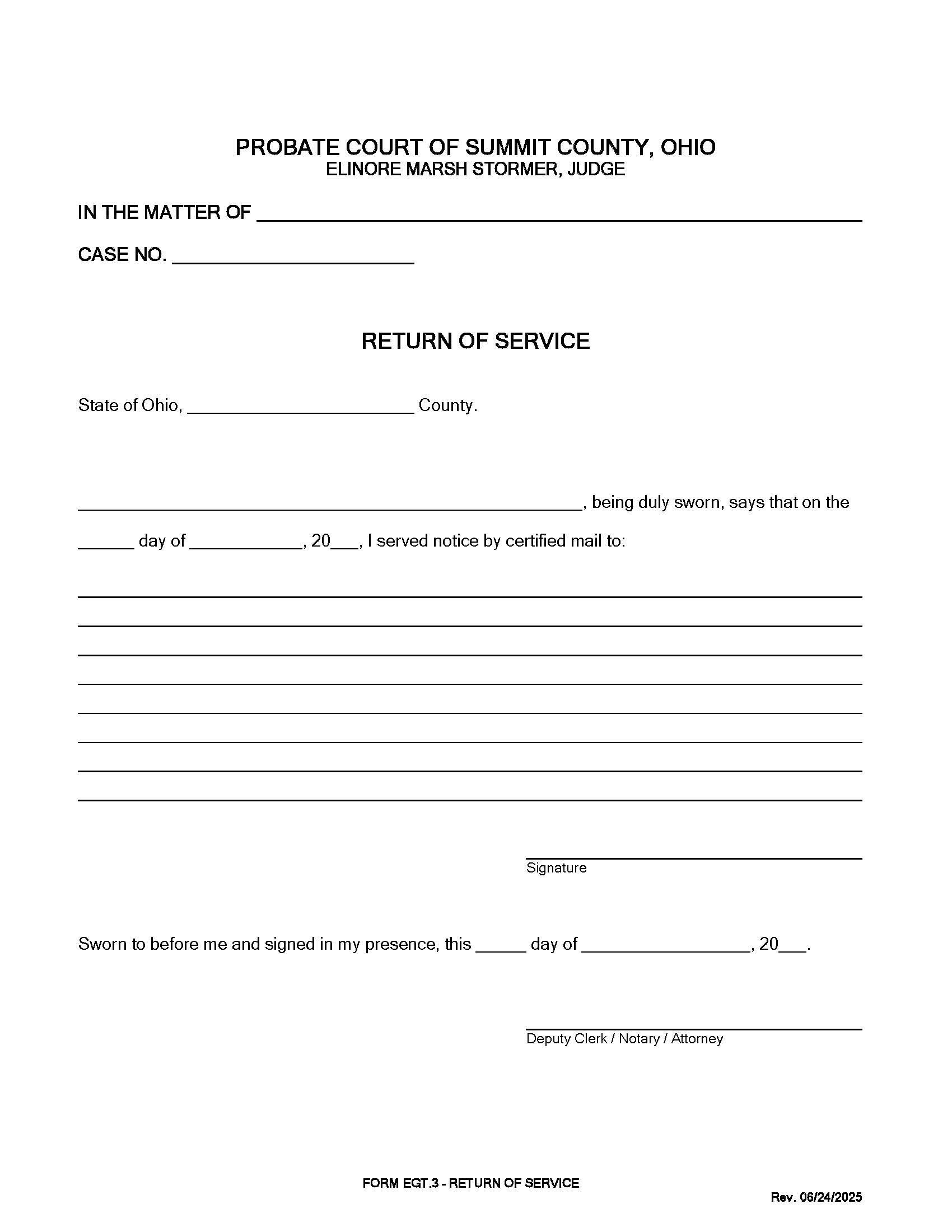 Return Of Service {EGT-3} | Pdf Fpdf Doc Docx | Ohio