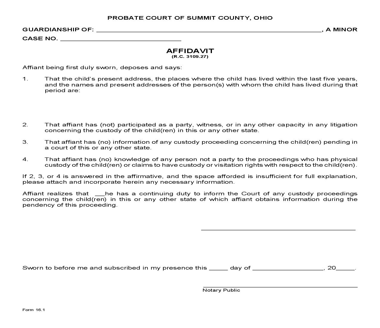 Affidavit {16.1} | Pdf Fpdf Doc Docx | Ohio