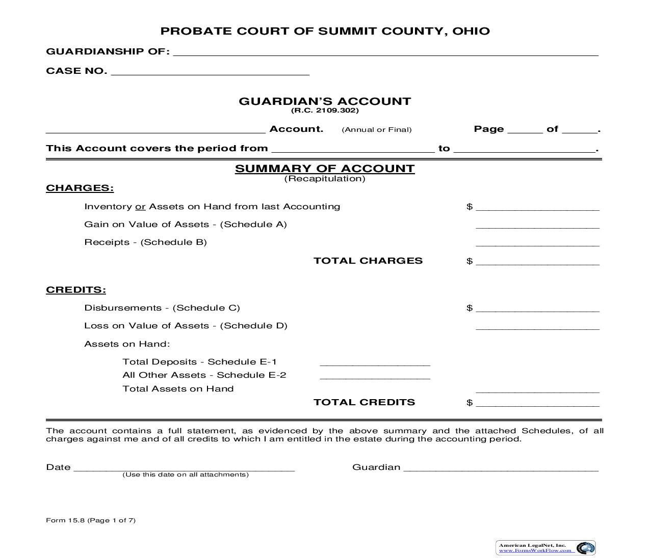 Guardians Account {15.8} | Pdf Fpdf Doc Docx | Ohio