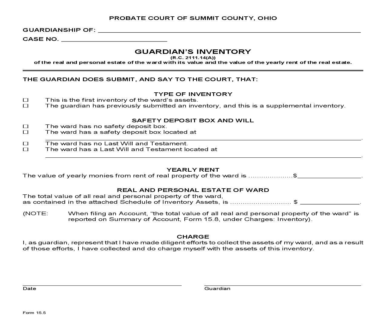 Guardians Inventory {15.5} | Pdf Fpdf Doc Docx | Ohio