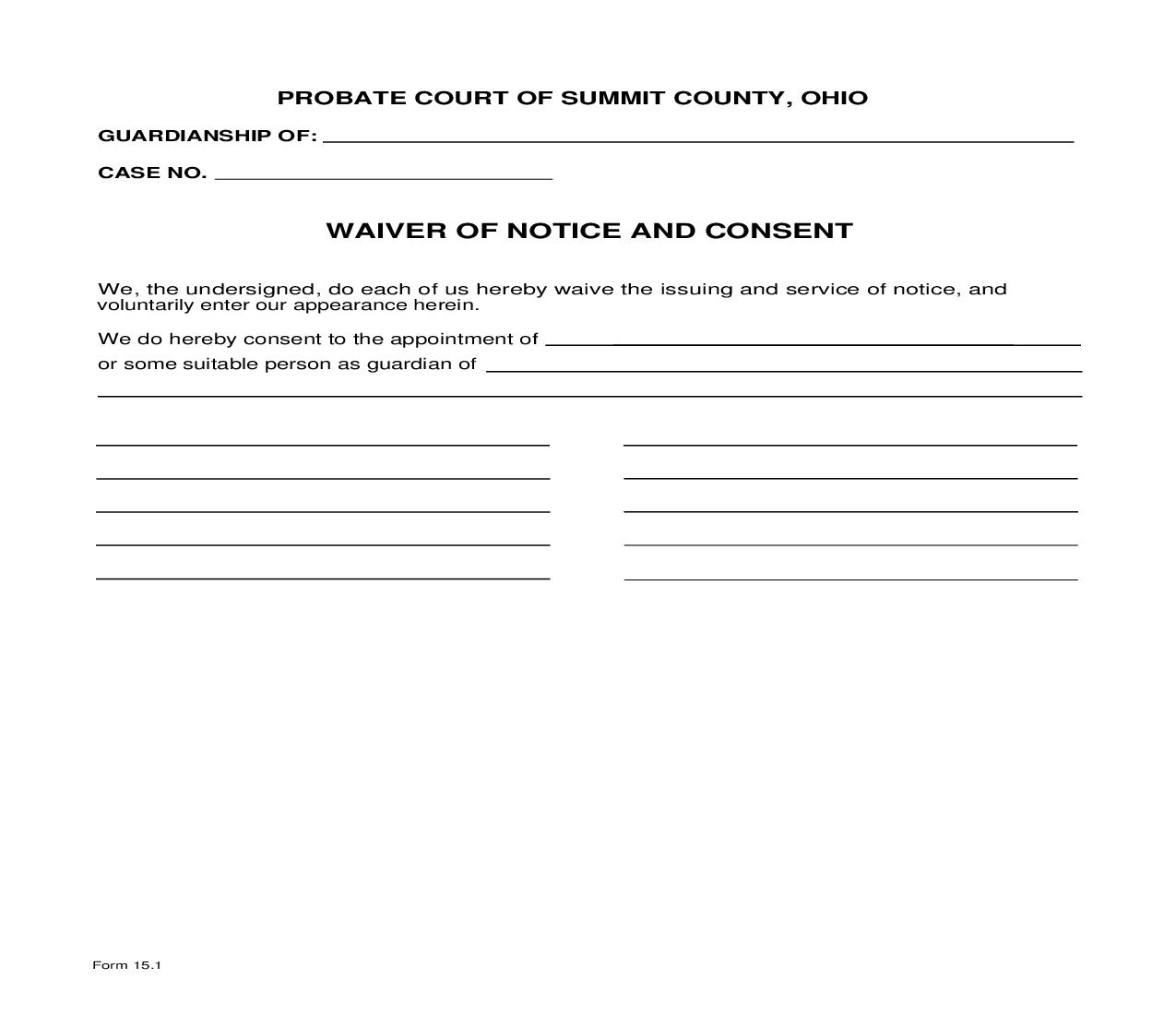 Waiver Of Notice And Consent {15.1} | Pdf Fpdf Doc Docx | Ohio