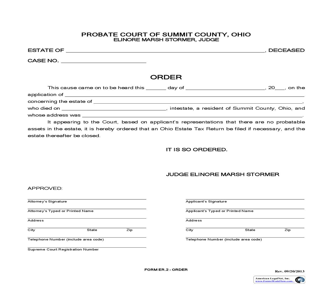 Order Tax Only {ER-2} | Pdf Fpdf Doc Docx | Ohio