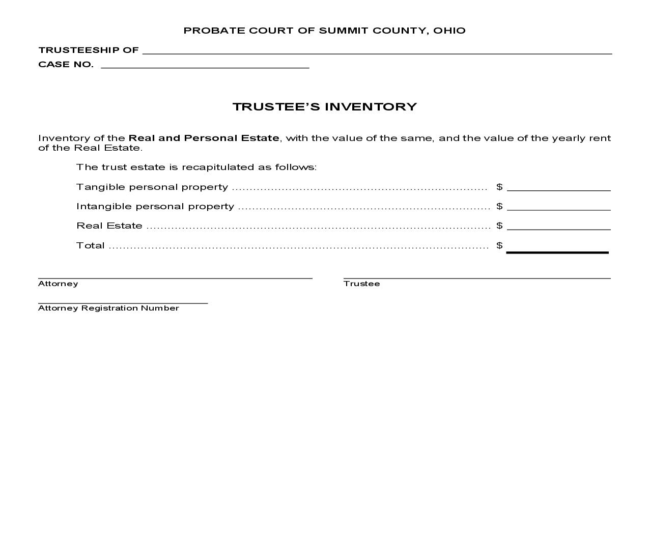 Trustees Inventory {TR-2} | Pdf Fpdf Doc Docx | Ohio