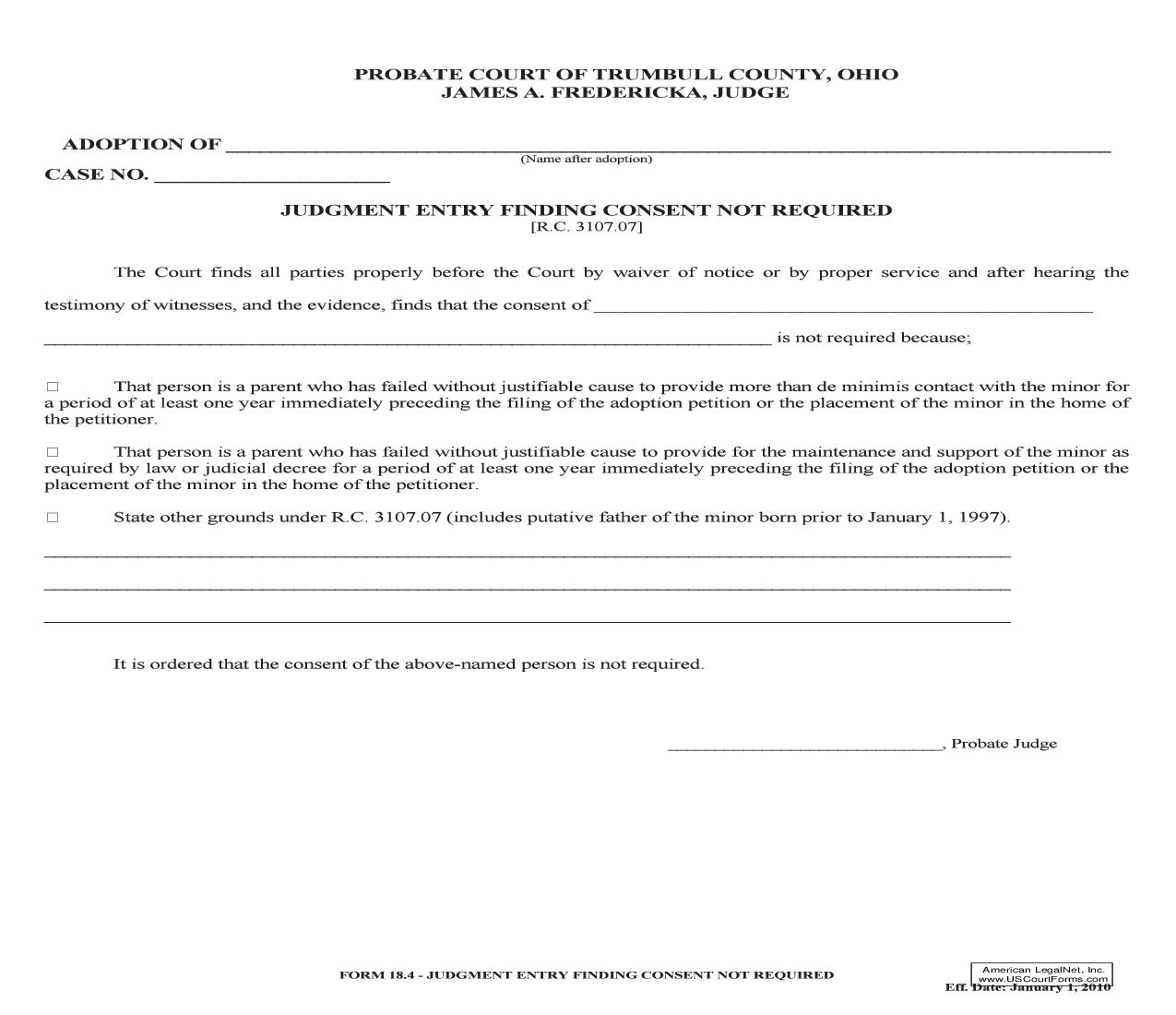 Judgment Entry Finding Consent Not Required {18.4} | Pdf Fpdf Doc Docx | Ohio