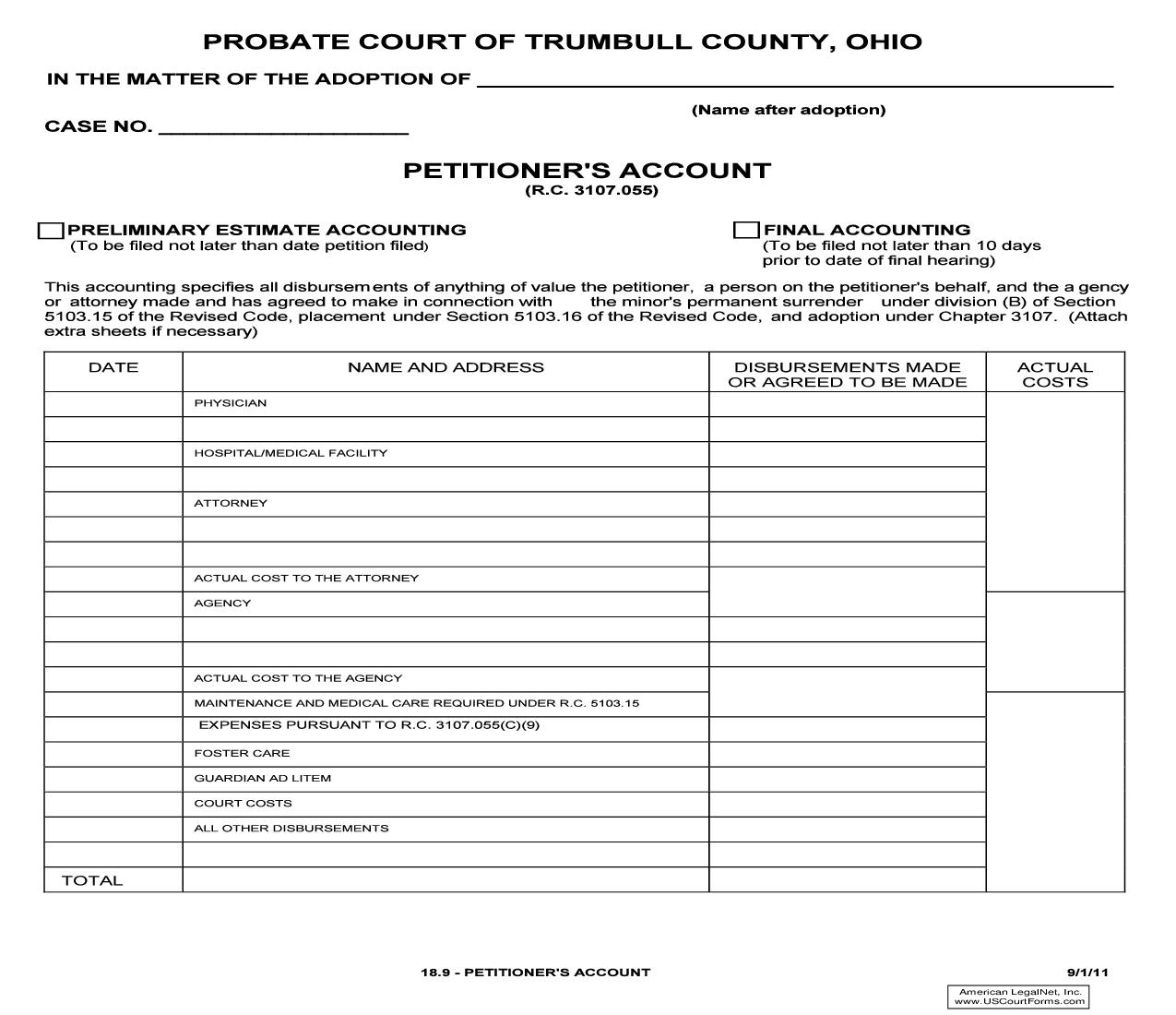 Petitioners Account (Trumbull) {18.9} | Pdf Fpdf Doc Docx | Ohio