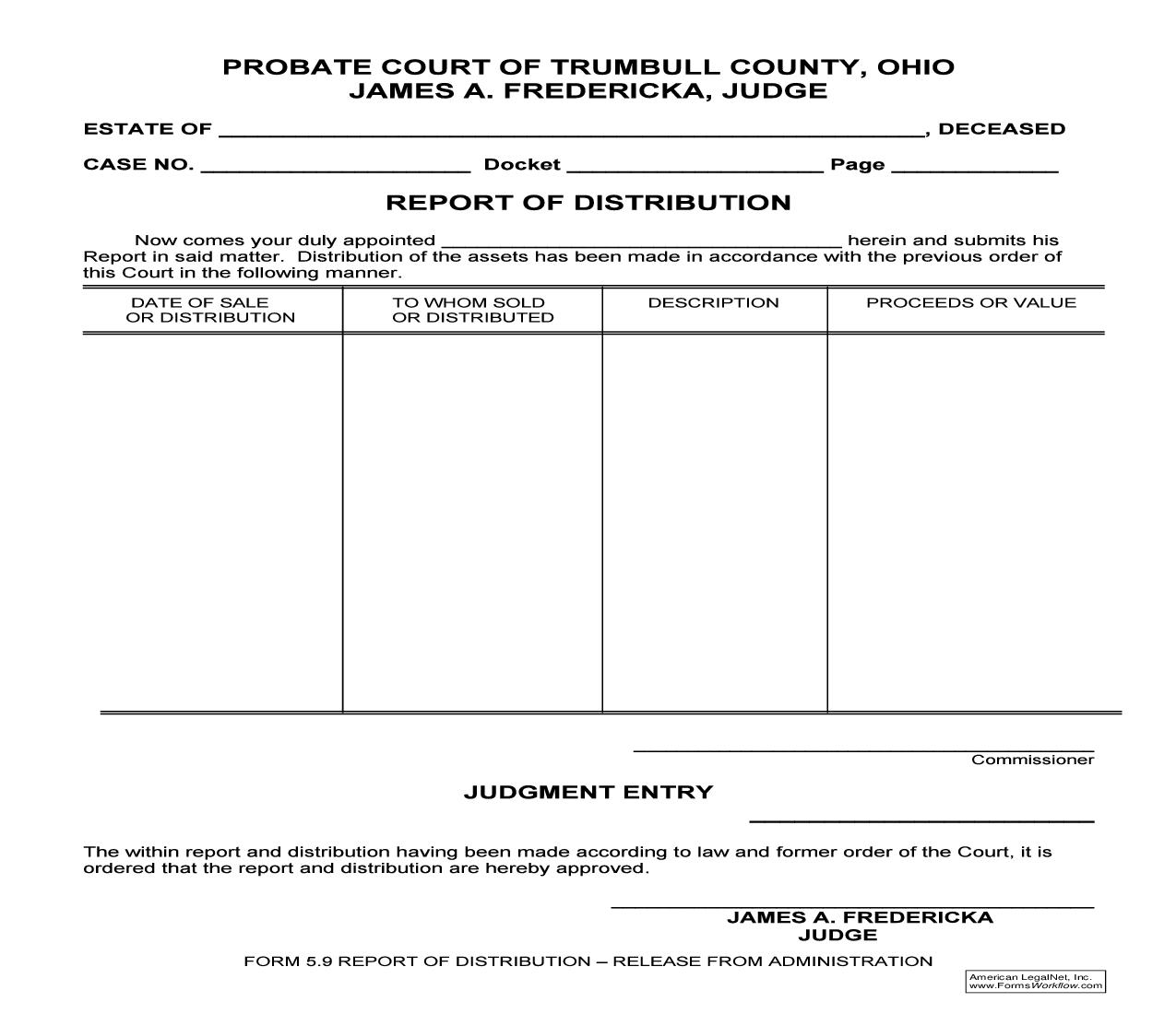 Report Of Distribution {5.9} | Pdf Fpdf Doc Docx | Ohio