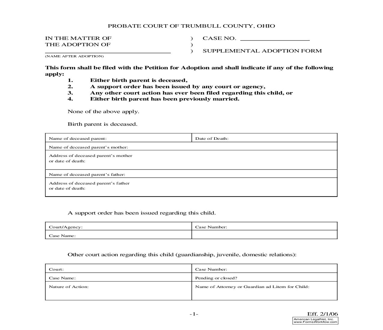 Supplemental Adoption | Pdf Fpdf Doc Docx | Ohio