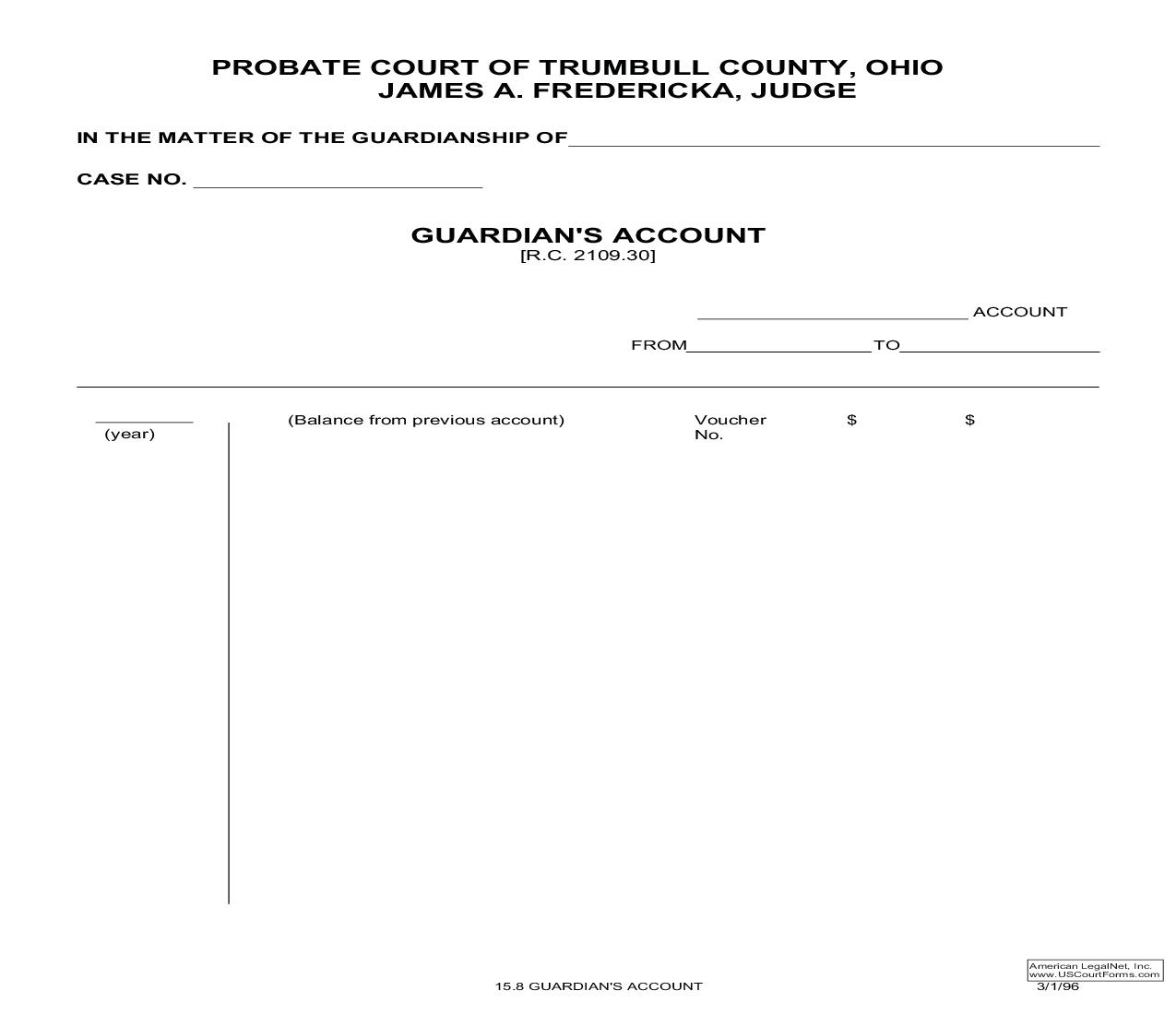 Guardians Account (Trumbull) {15.8} | Pdf Fpdf Doc Docx | Ohio