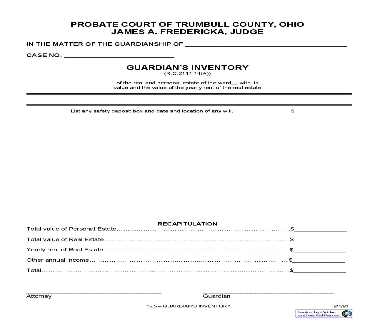 Guardians Inventory {15.5} | Pdf Fpdf Doc Docx | Ohio