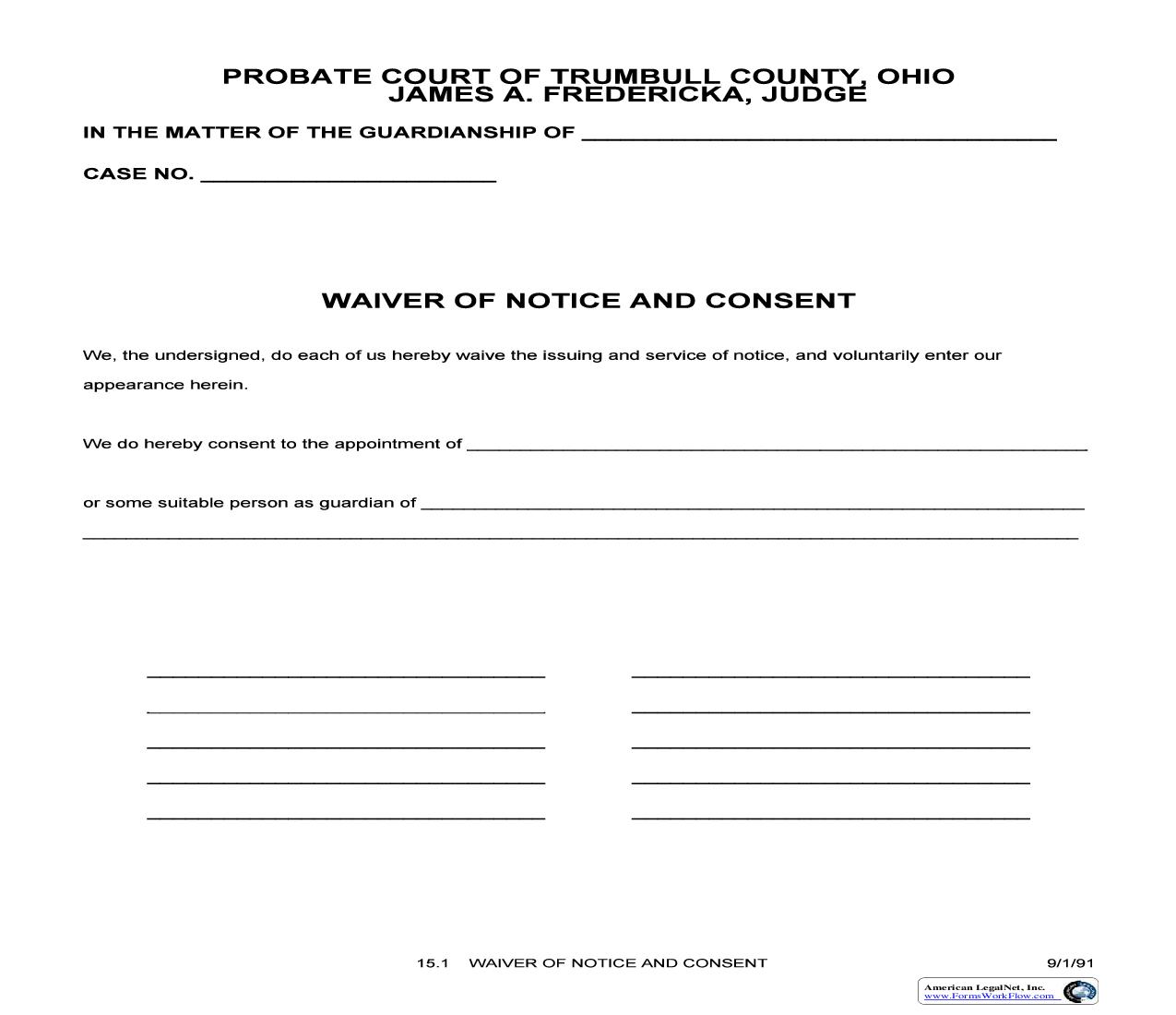 Waiver Of Notice And Consent {15.1} | Pdf Fpdf Doc Docx | Ohio