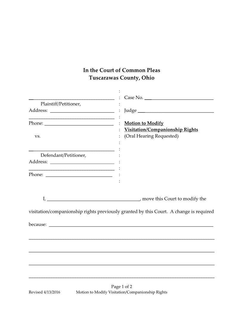 Modify Visitation | Pdf Fpdf Doc Docx | Ohio