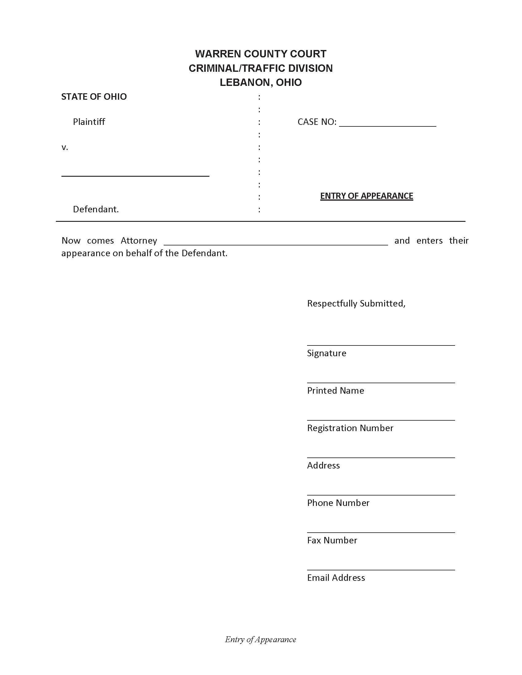 Entry Of Appearance | Pdf Fpdf Doc Docx | Ohio