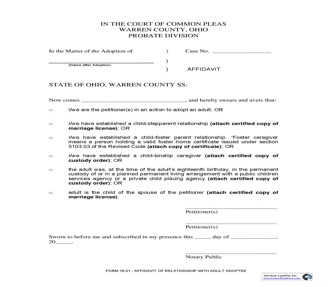 Affidavit {19.01} | Pdf Fpdf Doc Docx | Ohio