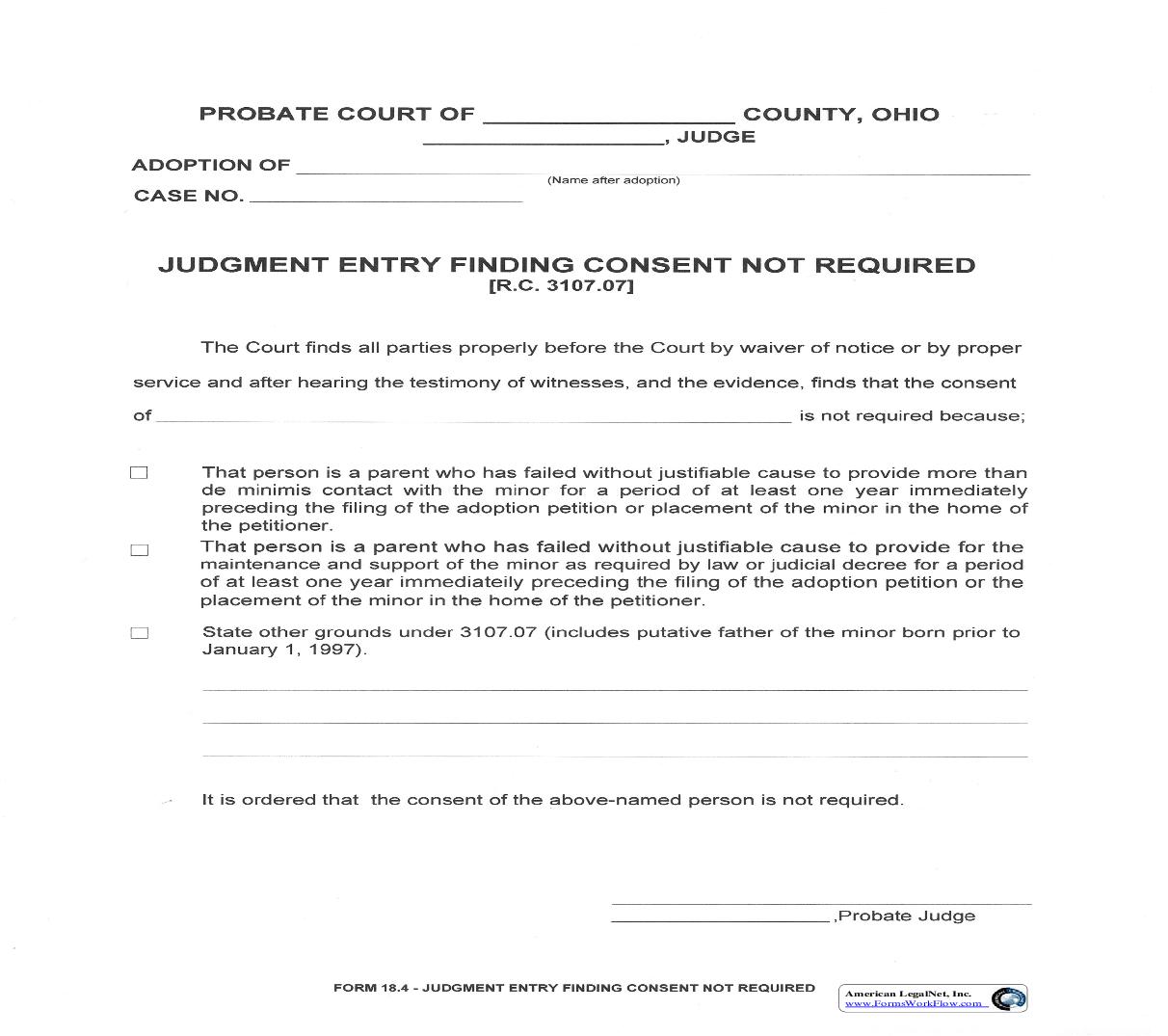 Judgment Entry Finding Consent Not Required {18.4} | Pdf Fpdf Doc Docx | Ohio