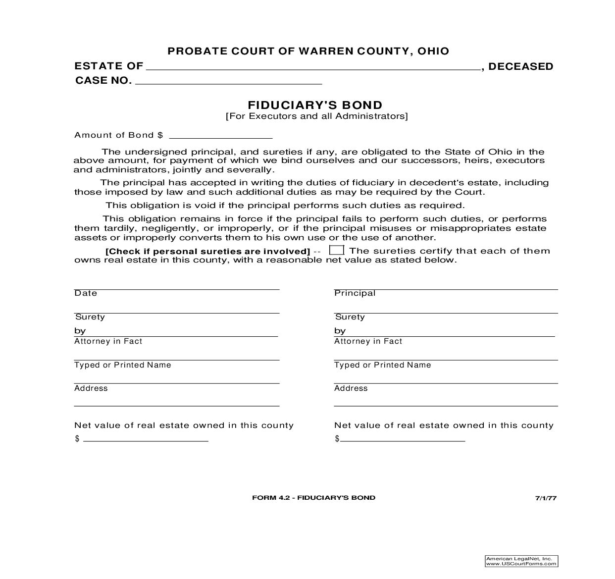 Fiduciarys Bond {4.2} | Pdf Fpdf Doc Docx | Ohio