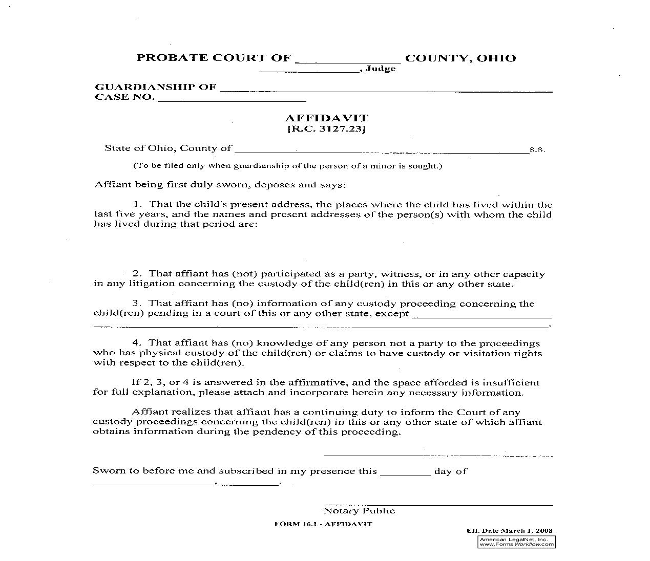 Affidavit {16.1} | Pdf Fpdf Doc Docx | Ohio