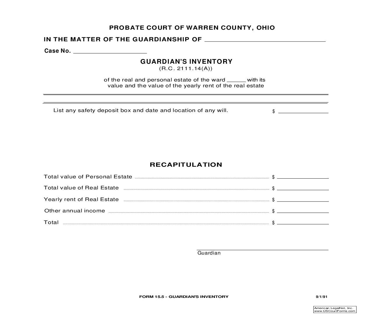 Guardians Inventory {15.5} | Pdf Fpdf Doc Docx | Ohio