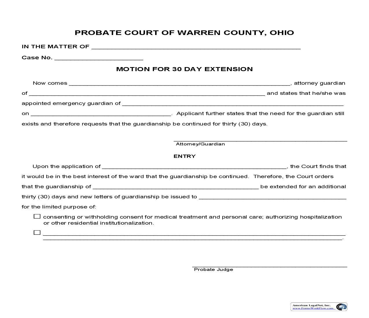 Motion For 30 Day Extension | Pdf Fpdf Doc Docx | Ohio