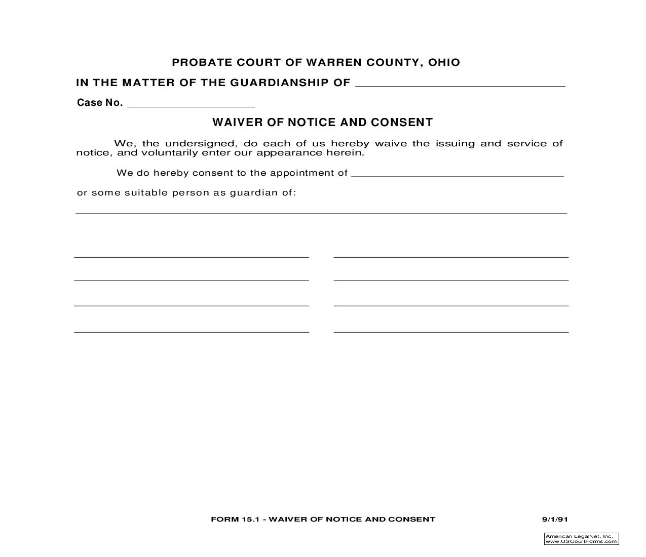 Waiver Of Notice And Consent {15.1} | Pdf Fpdf Doc Docx | Ohio