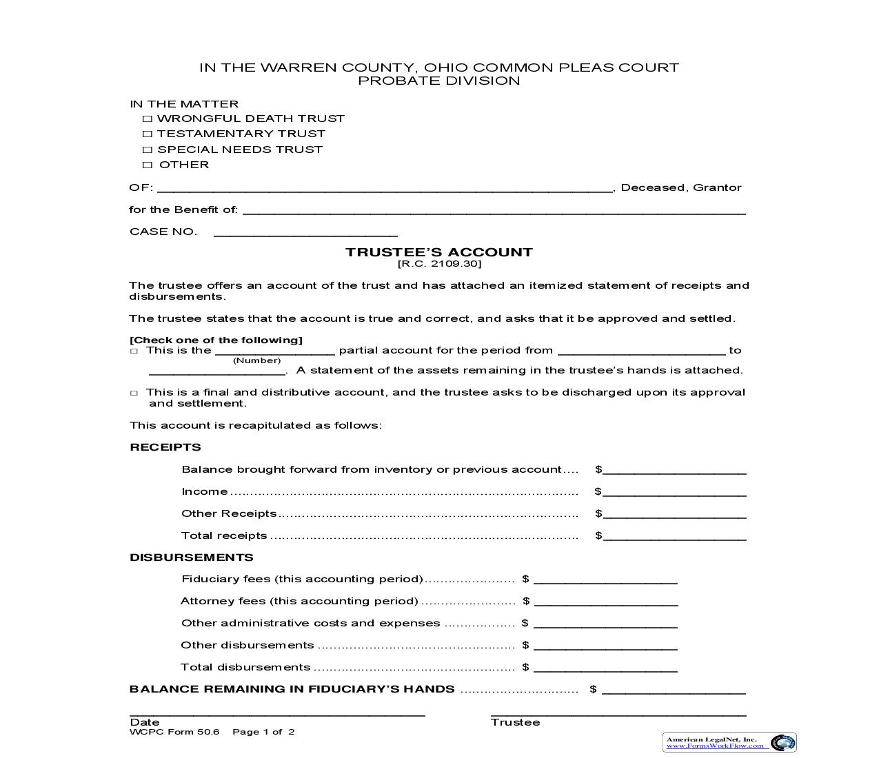 Trustees Account {50.6} | Pdf Fpdf Doc Docx | Ohio