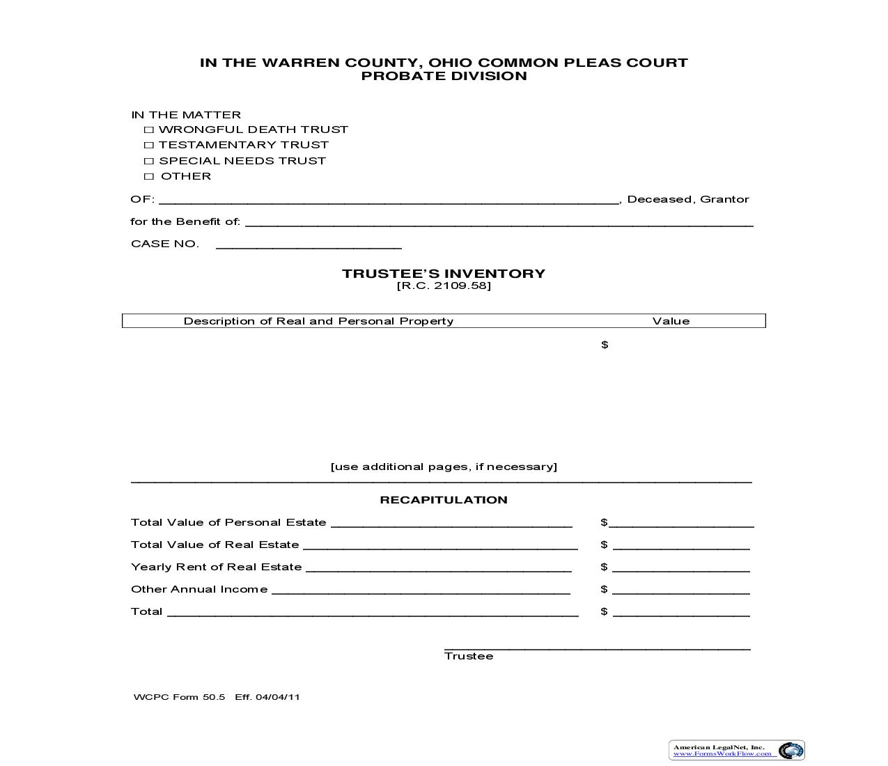 Trustees Inventory {50.5} | Pdf Fpdf Doc Docx | Ohio