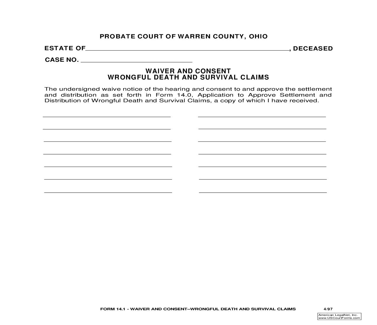 Waiver And Consent {14.1} | Pdf Fpdf Doc Docx | Ohio