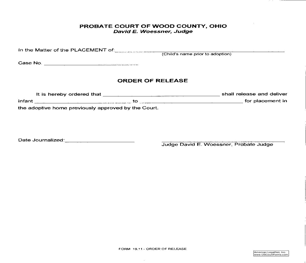 Order Of Release {19.11} | Pdf Fpdf Doc Docx | Ohio